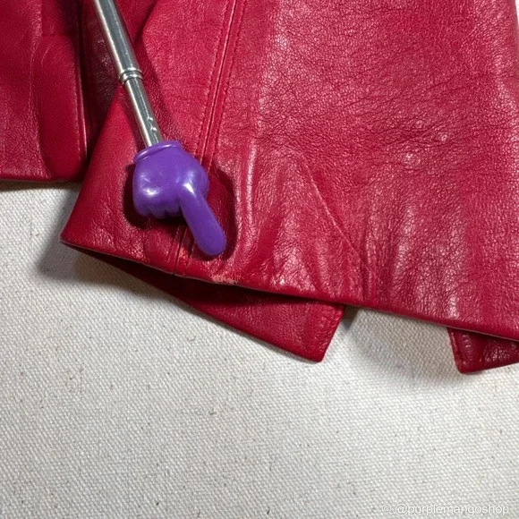VINTAGE BCBG Max Azria Y2K Cherry Red Leather Jacket | Fitted Moto | Women's M - Picture 11 of 13